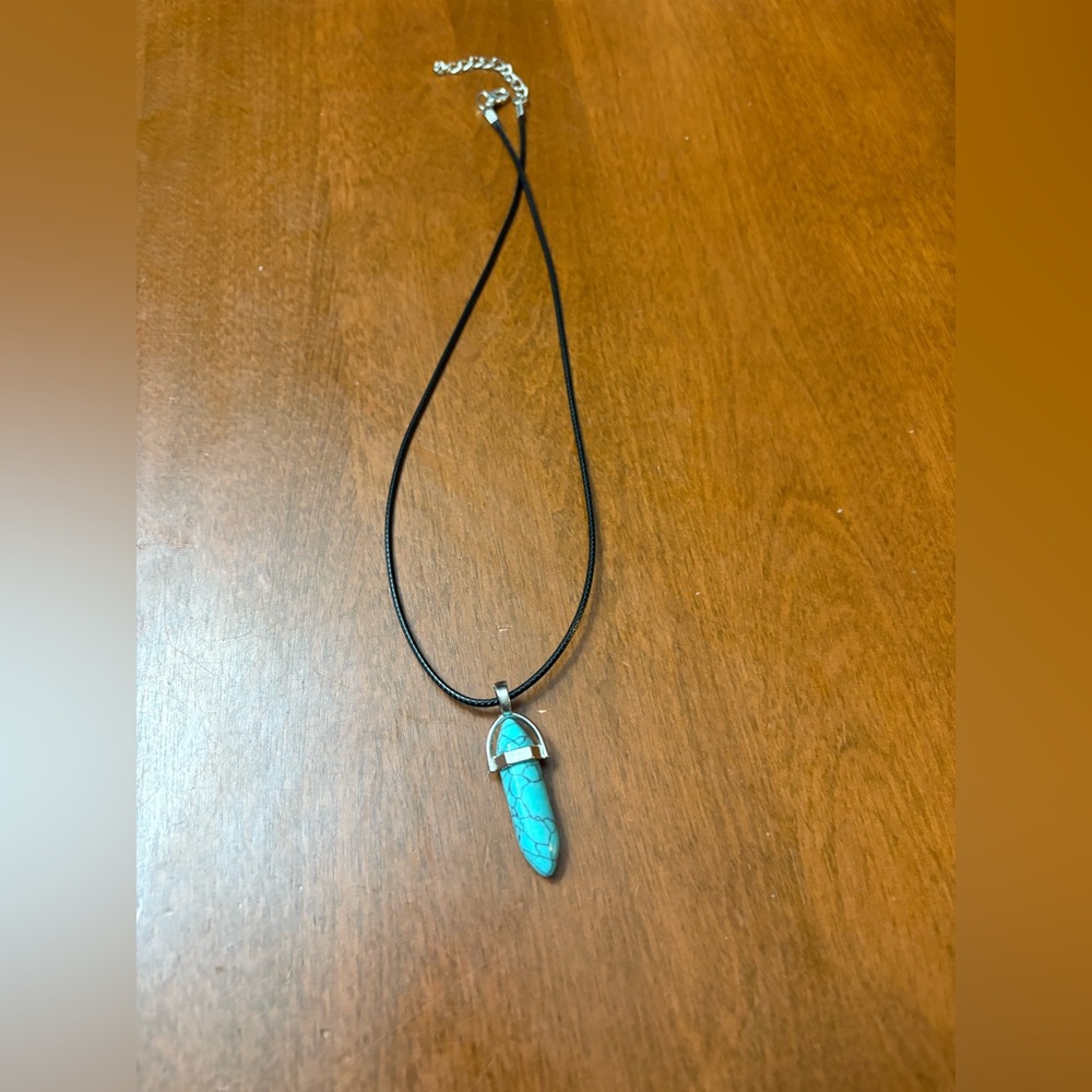 Turquoise Pendant Necklace with Black Cord